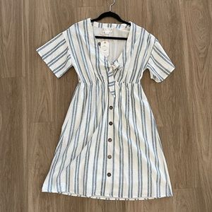 Flowy Pinstripe Midi Dress